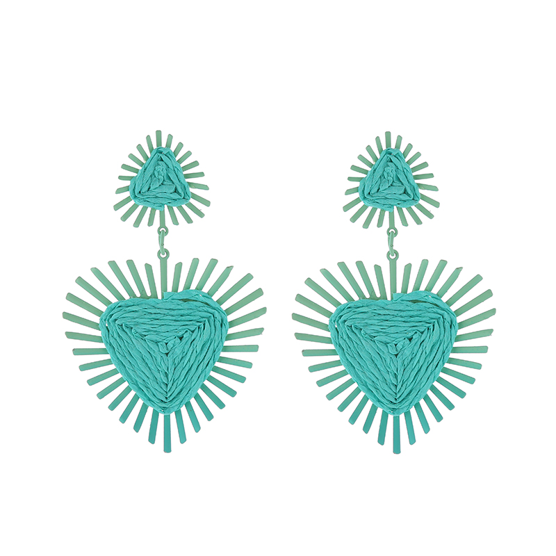1 Pair Vacation Heart Shape Stoving Varnish Braid Raffia Drop Earrings display picture 6