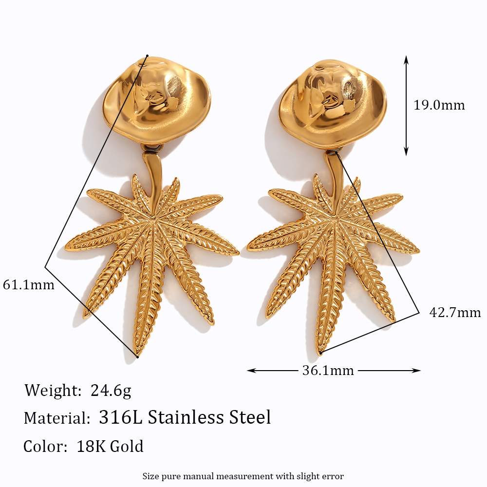 1 Pair Vintage Style Simple Style Classic Style Coconut Tree Plating Stainless Steel 18k Gold Plated Drop Earrings display picture 2