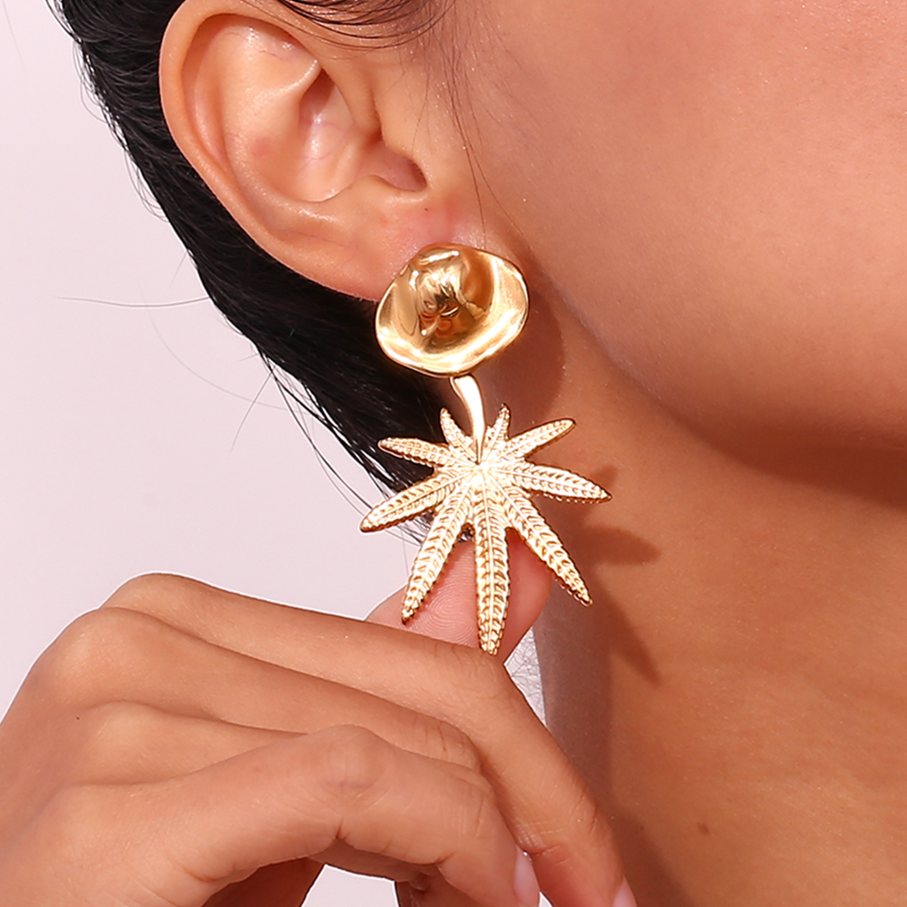 1 Pair Vintage Style Simple Style Classic Style Coconut Tree Plating Stainless Steel 18k Gold Plated Drop Earrings display picture 11