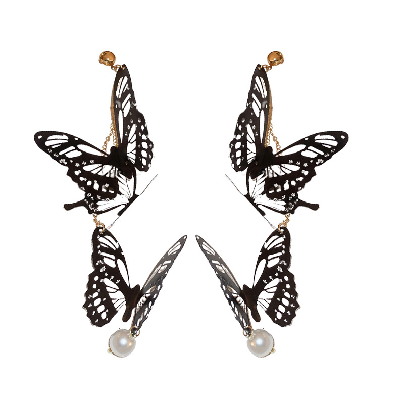 1 Pair Elegant Sweet Butterfly Inlay Arylic Artificial Pearls Drop Earrings display picture 5