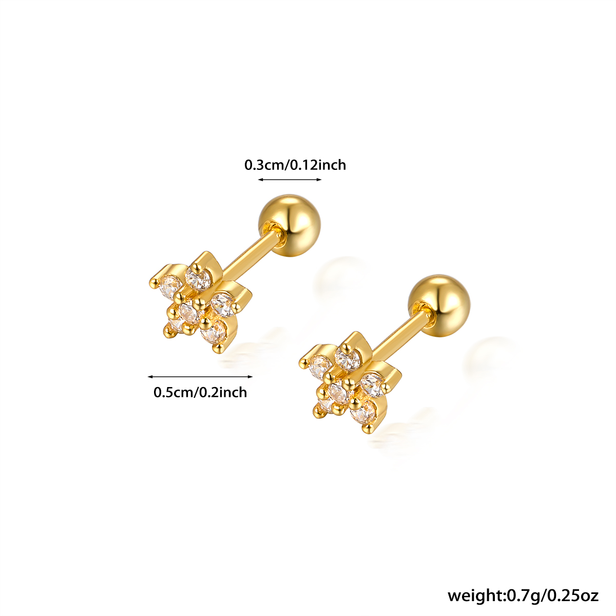 1 Pair Ig Style Commute Shiny Flower Plating Inlay Sterling Silver Zircon 18k Gold Plated White Gold Plated Ear Studs display picture 1