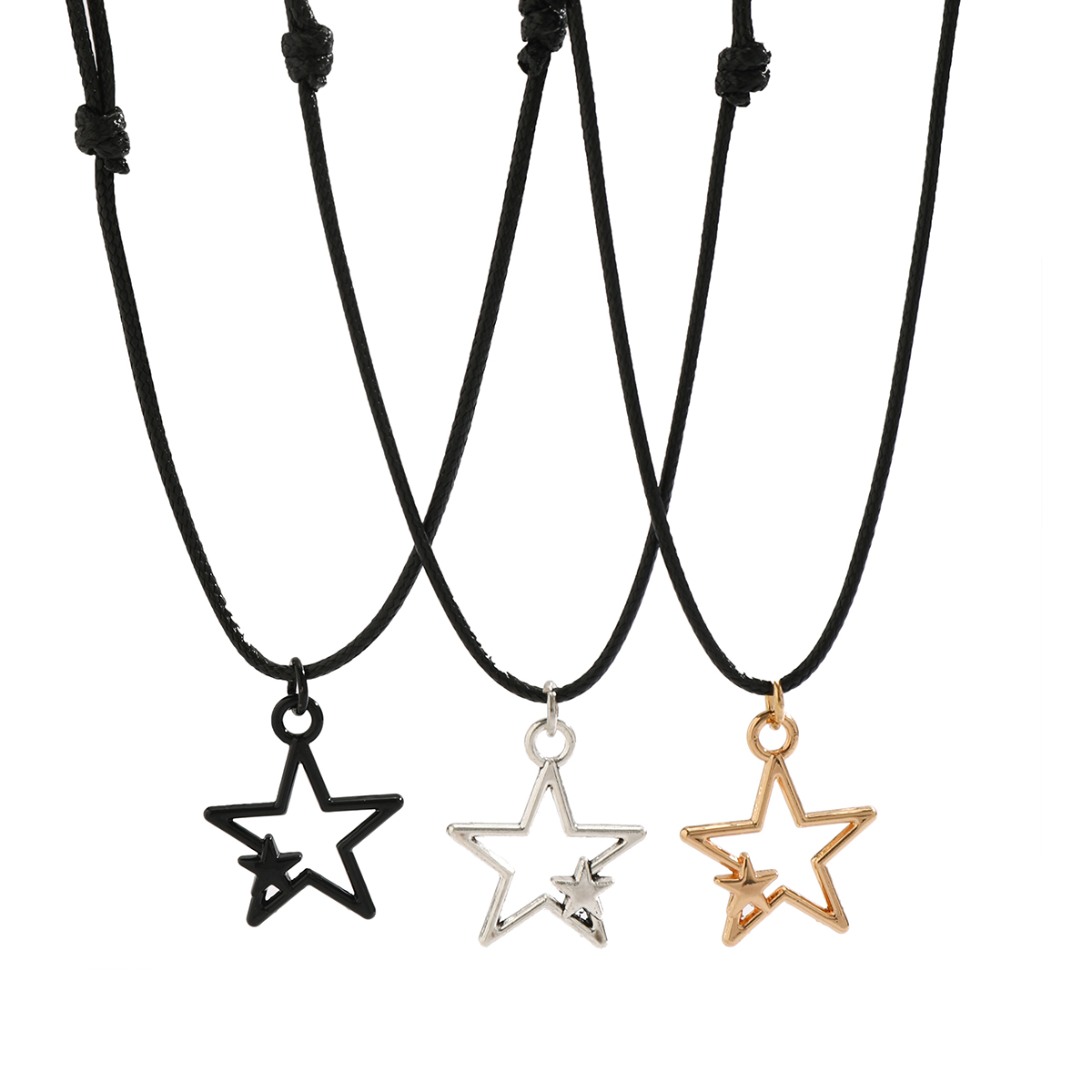 Casual Simple Style Commute Star Alloy Leather Wax Line Hollow Out Women's Pendant Necklace display picture 4