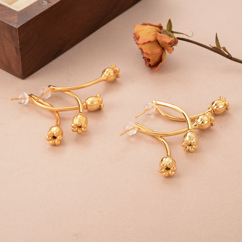 1 Pair Ig Style Fairy Style Simple Style Flower Plating Copper 18k Gold Plated Ear Studs display picture 2