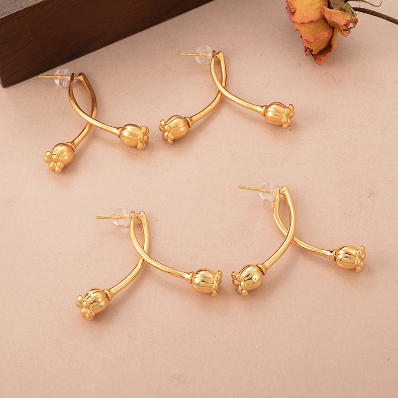1 Pair Ig Style Fairy Style Simple Style Flower Plating Copper 18k Gold Plated Ear Studs display picture 4