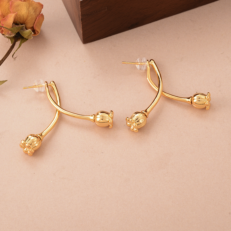 1 Pair Ig Style Fairy Style Simple Style Flower Plating Copper 18k Gold Plated Ear Studs display picture 5