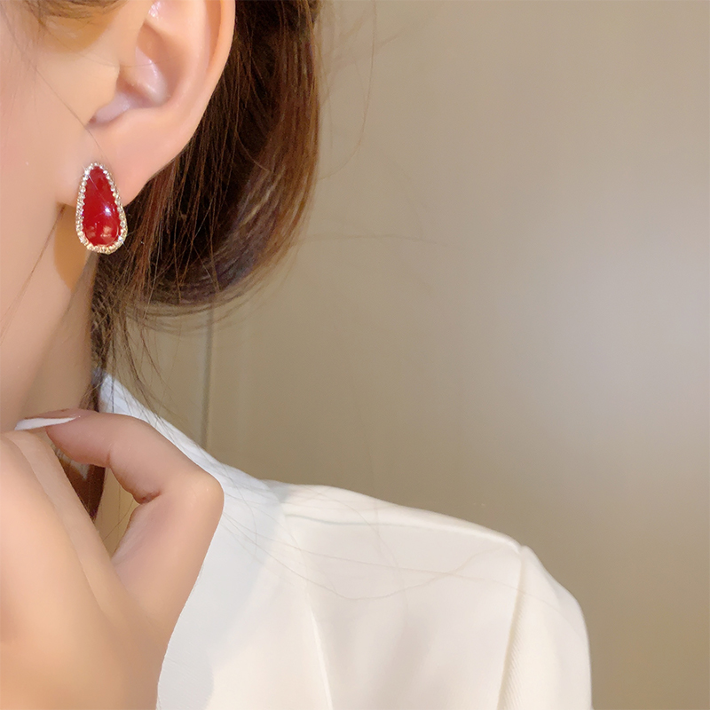 1 Pair Casual Simple Style Water Droplets Inlay Alloy Zircon Ear Studs display picture 1