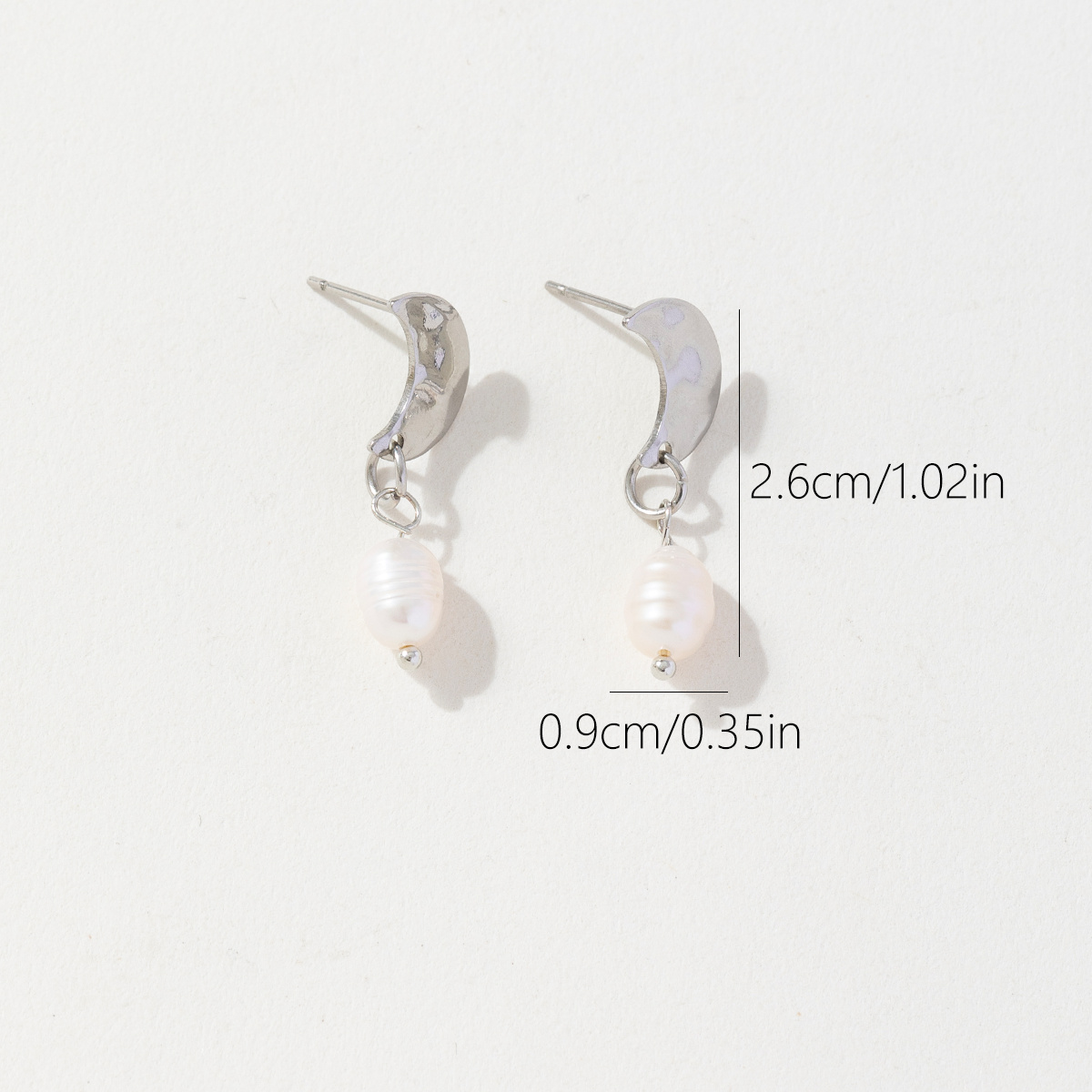 1 Pair Ig Style Vintage Style Korean Style Moon Pearl Stainless Steel Drop Earrings display picture 6