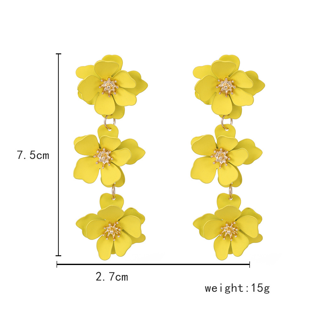 1 Paar Süss Blume Einbrennlack Metall Tropfenohrringe display picture 1