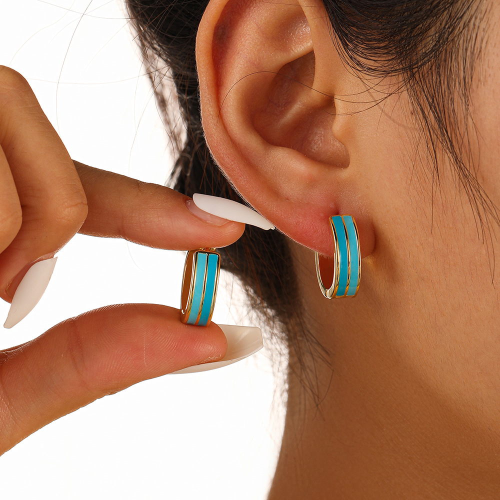 1 Paar Süss Runden Emaille Überzug Zinklegierung Ohrringe display picture 2