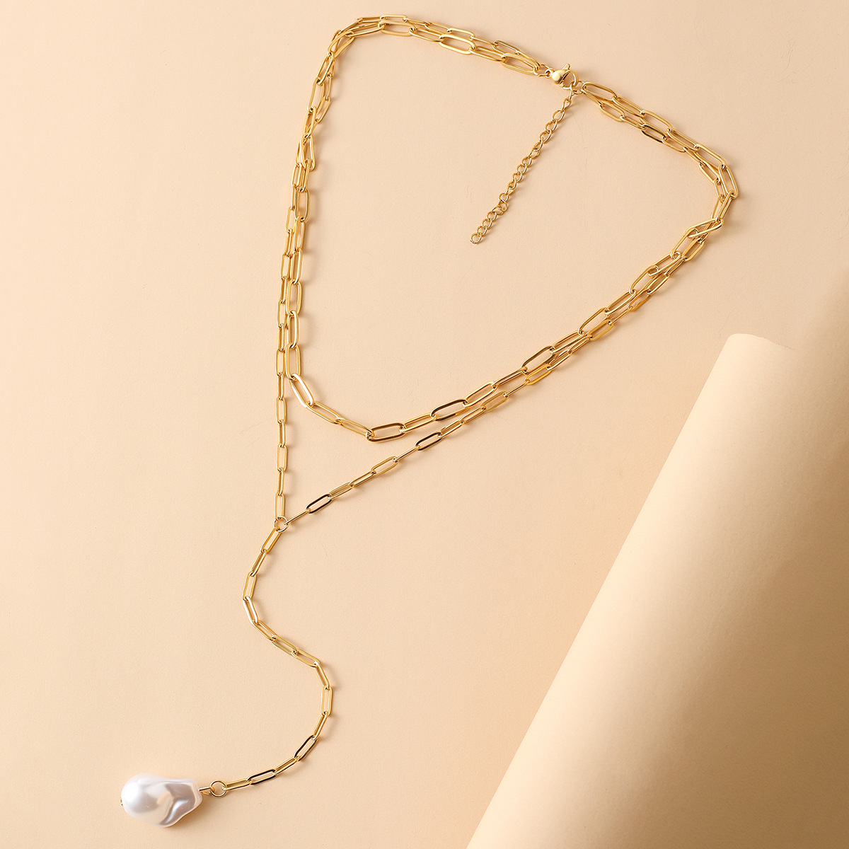 Einfacher Stil Irregulär Rostfreier Stahl Perle Überzug Doppellagige Halsketten display picture 2