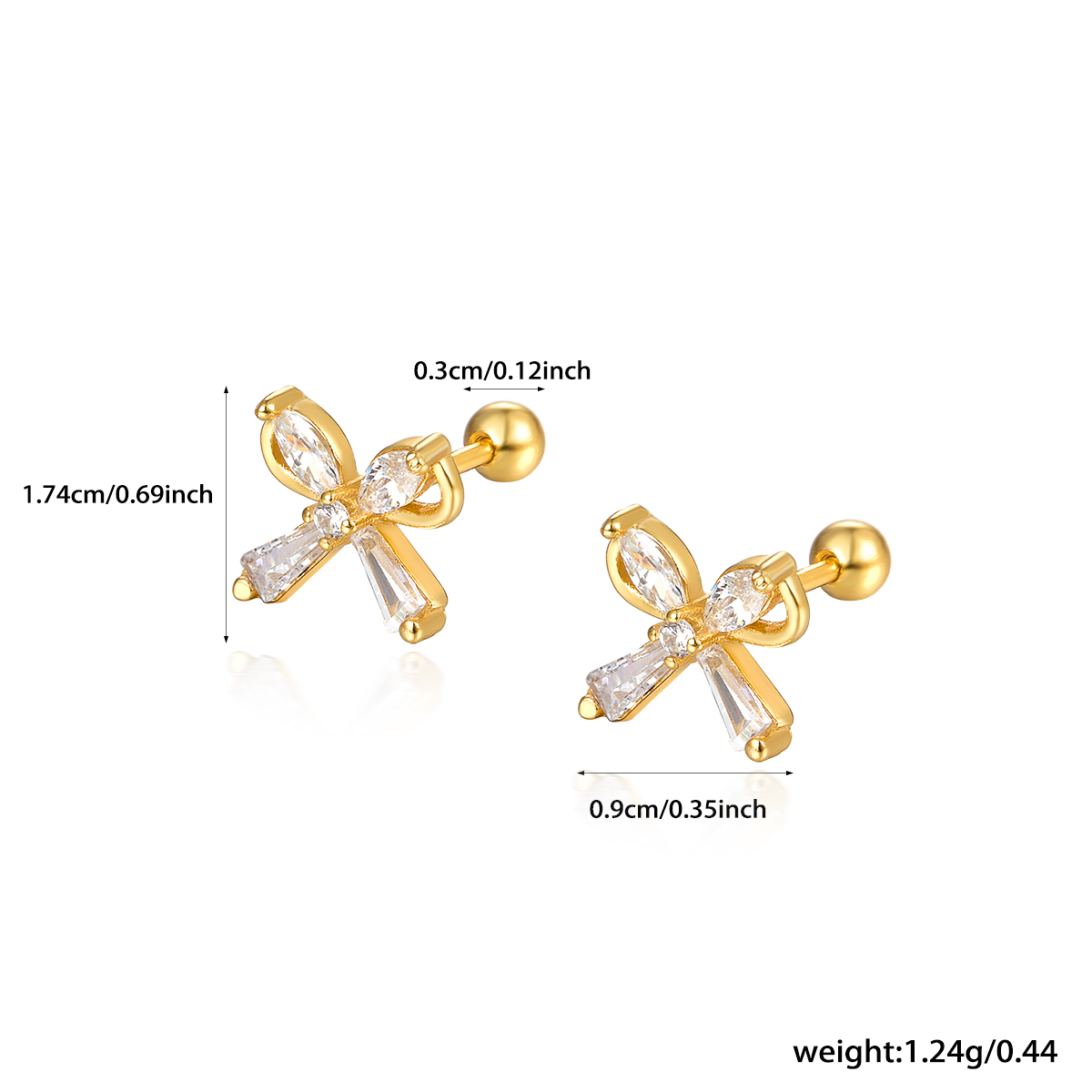 1 Pair Ig Style Commute Shiny Bow Knot Plating Inlay Sterling Silver Zircon 18k Gold Plated White Gold Plated Ear Studs display picture 1