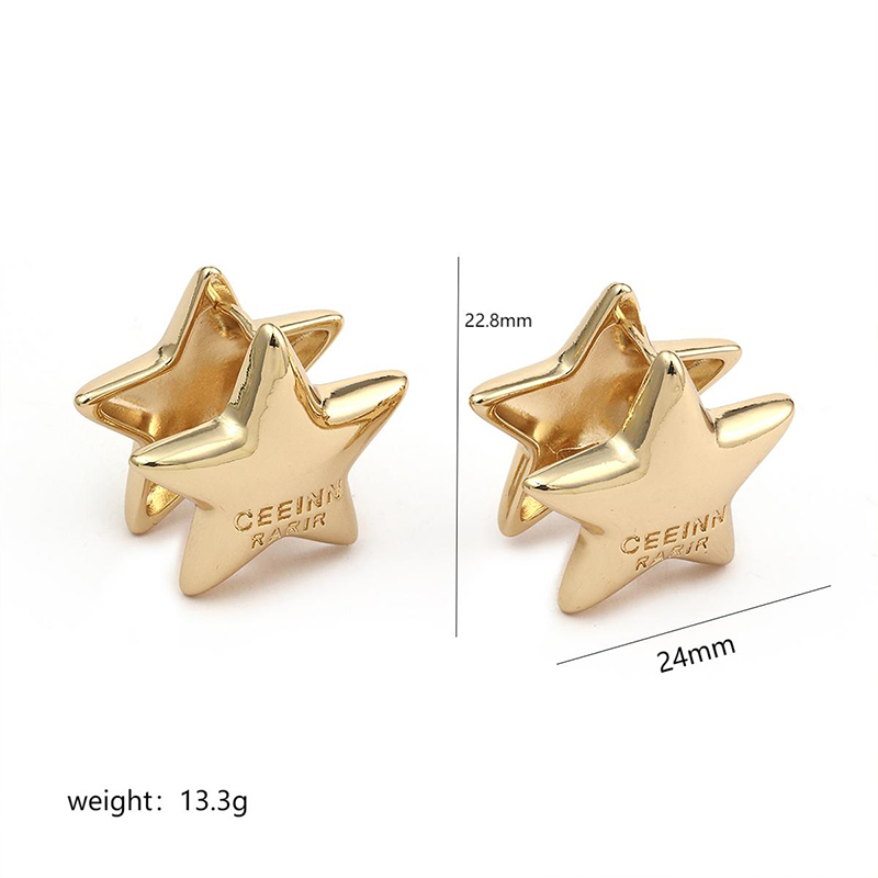 1 Pair Simple Style Geometric Star Plating 304 Stainless Steel Copper Earrings display picture 8