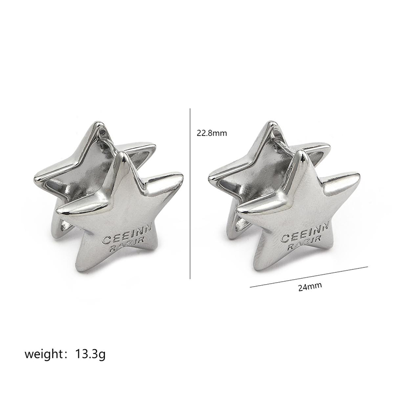 1 Pair Simple Style Geometric Star Plating 304 Stainless Steel Copper Earrings display picture 7