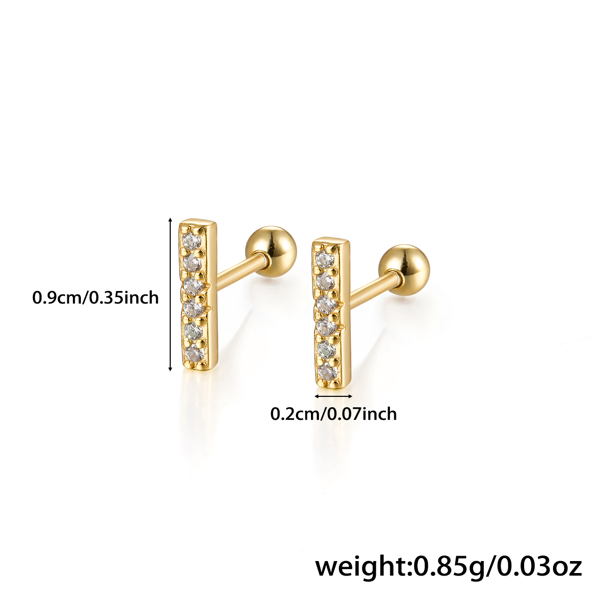 1 Pair Simple Style Commute Rectangle Plating Inlay Sterling Silver Zircon 18k Gold Plated White Gold Plated Ear Studs display picture 1