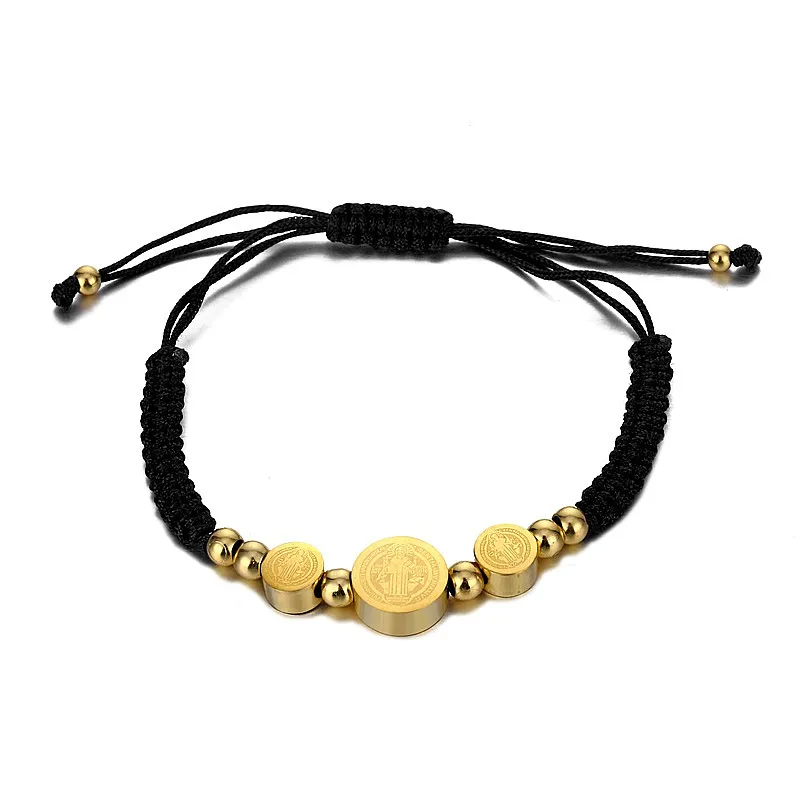 Style Vintage Humain Rond Acier Inoxydable Perlé Placage Plaqué Or 18k Unisexe Bracelets À Cordon display picture 2