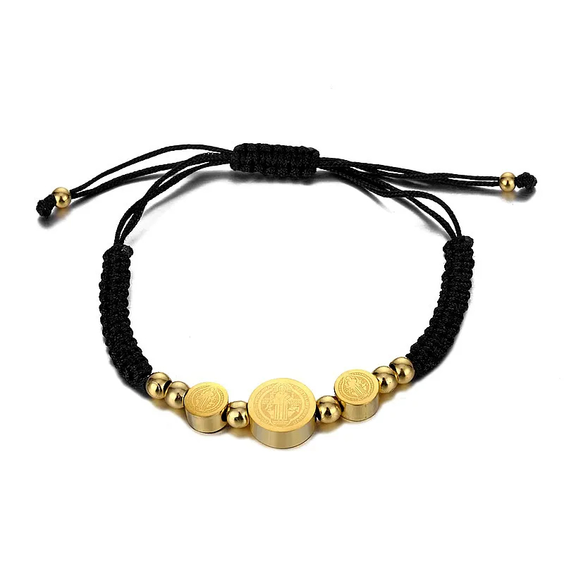 Vintage Style Human Round Stainless Steel Beaded Plating 18k Gold Plated Unisex Drawstring Bracelets display picture 2
