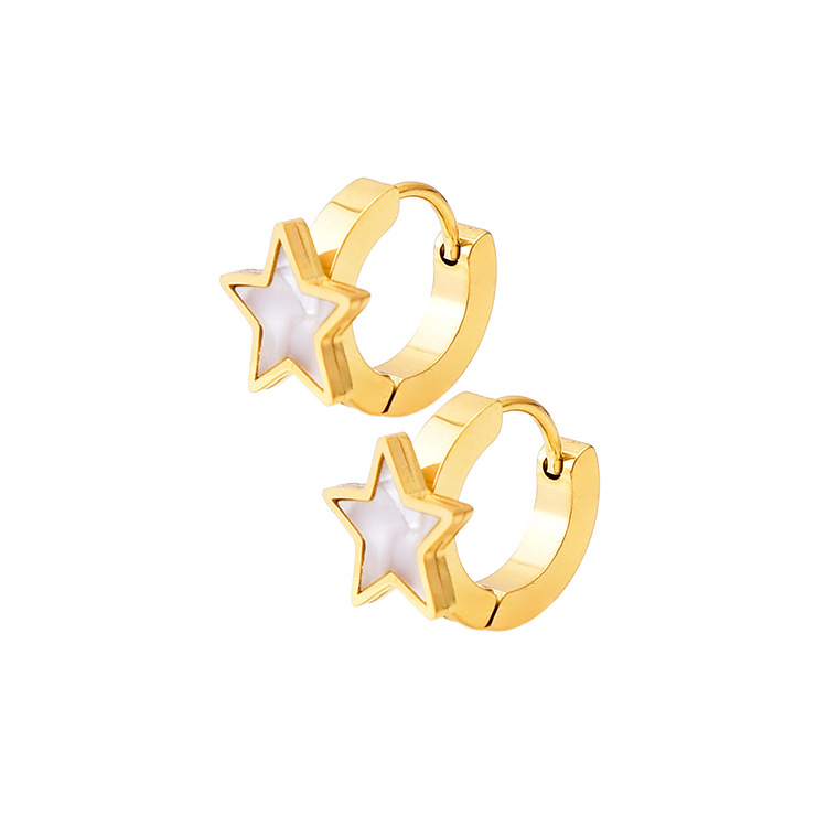 Stainless Steel 18K Gold Plated Casual Simple Style Pearl Inlay Star Moon Shell Bracelets Earrings Necklace display picture 4