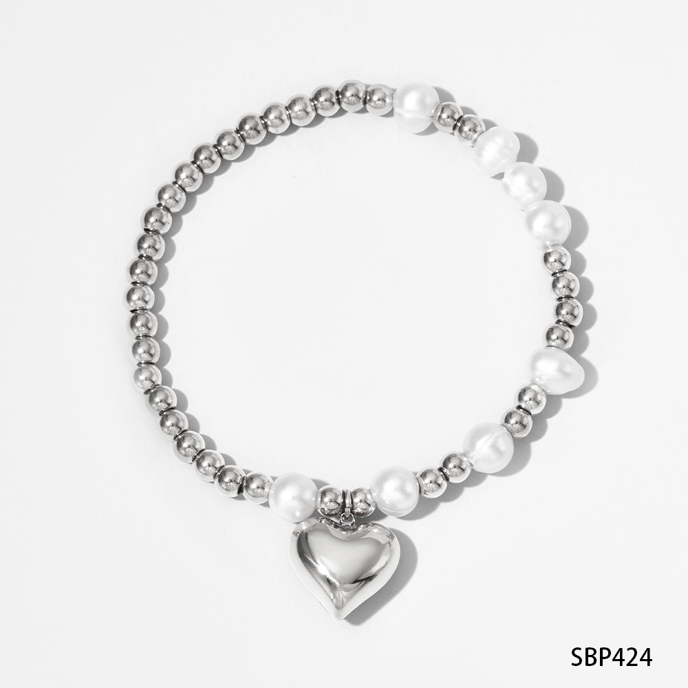 Simple Style Heart Shape 304 Stainless Steel 16K Gold Plated White Gold Plated Gold Plated Bracelets In Bulk display picture 5