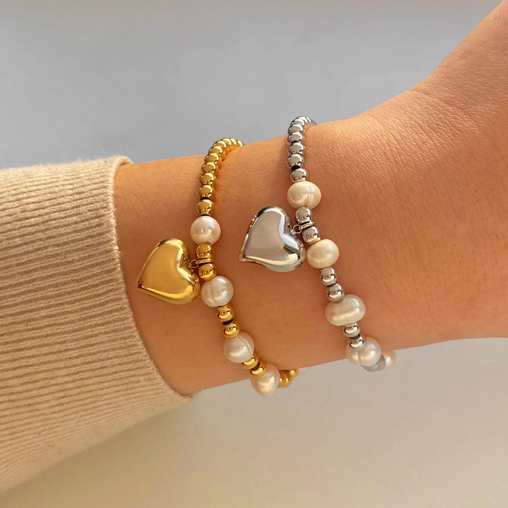Simple Style Heart Shape 304 Stainless Steel 16K Gold Plated White Gold Plated Gold Plated Bracelets In Bulk display picture 7