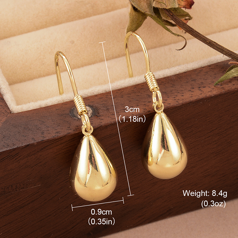 1 Pair Ig Style French Style Water Droplets Plating Copper 14k Gold Plated Drop Earrings display picture 1