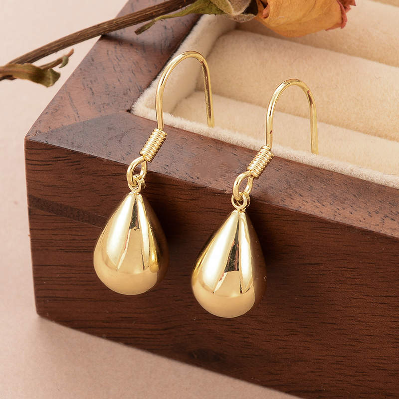 1 Pair Ig Style French Style Water Droplets Plating Copper 14k Gold Plated Drop Earrings display picture 2