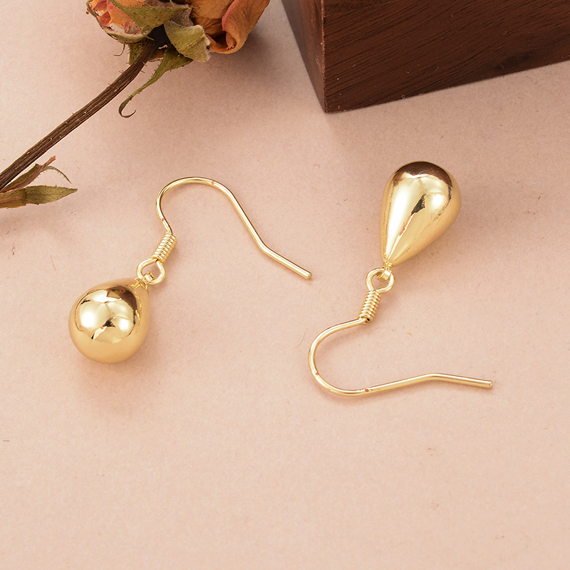 1 Pair Ig Style French Style Water Droplets Plating Copper 14k Gold Plated Drop Earrings display picture 5
