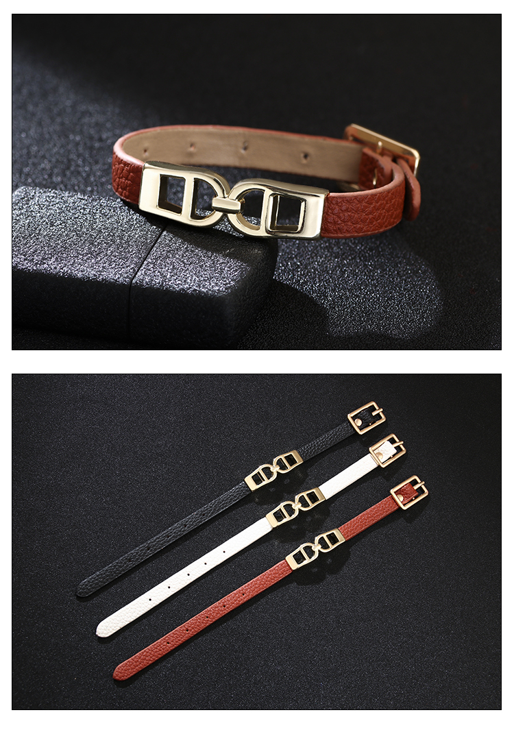 Simple Style Shiny Geometric Pu Leather Alloy Women's Wristband display picture 5