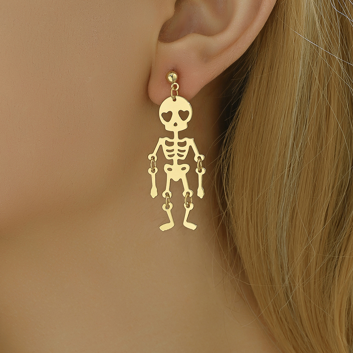 1 Pair Hip-Hop Luxurious Cross Heart Shape Skeleton Alloy Iron Drop Earrings display picture 9