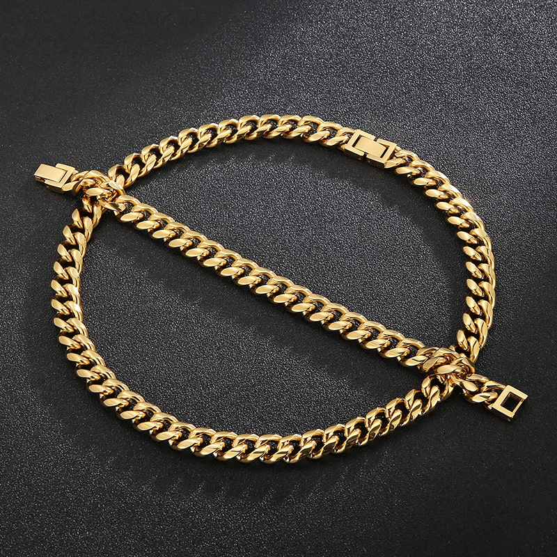 Titanium Steel 18K Gold Plated Hip-Hop Polishing Solid Color Bracelets Necklace display picture 4
