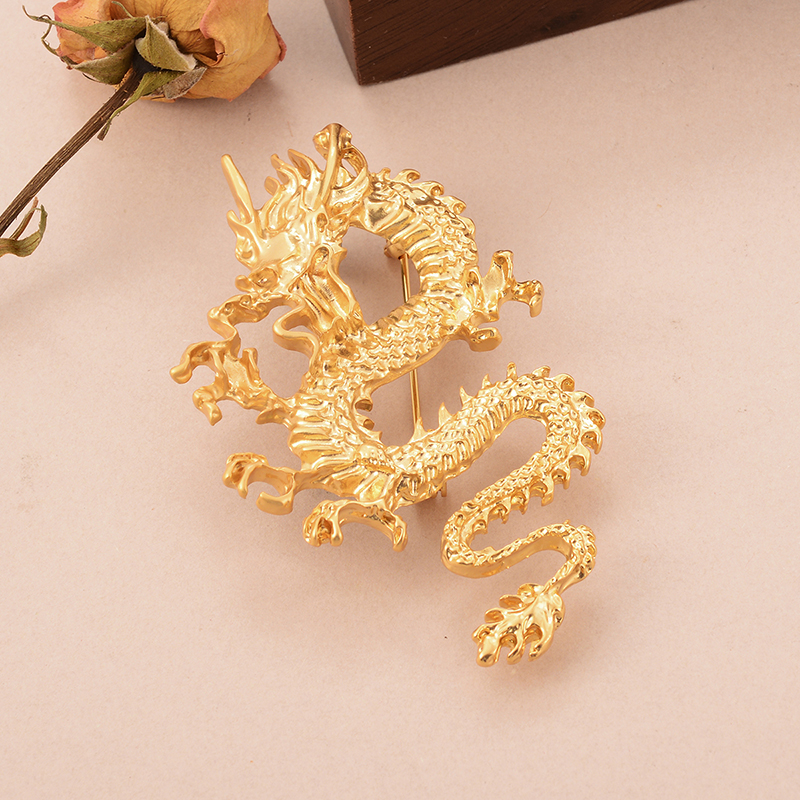 Chinoiserie Formal Modern Style Dragon Copper Plating Carving Unisex Brooches 1 Piece display picture 2