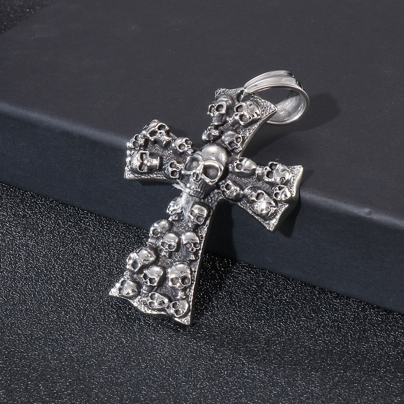 Hip-hop Retro Cross Skull Titanium Steel Plating Charms Jewelry Accessories display picture 1