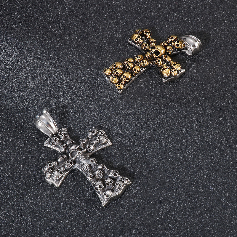 Hip-hop Retro Cross Skull Titanium Steel Plating Charms Jewelry Accessories display picture 2