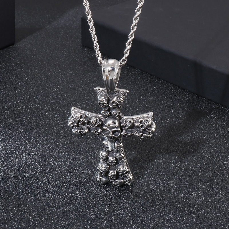 Hip-hop Retro Cross Skull Titanium Steel Plating Charms Jewelry Accessories display picture 3