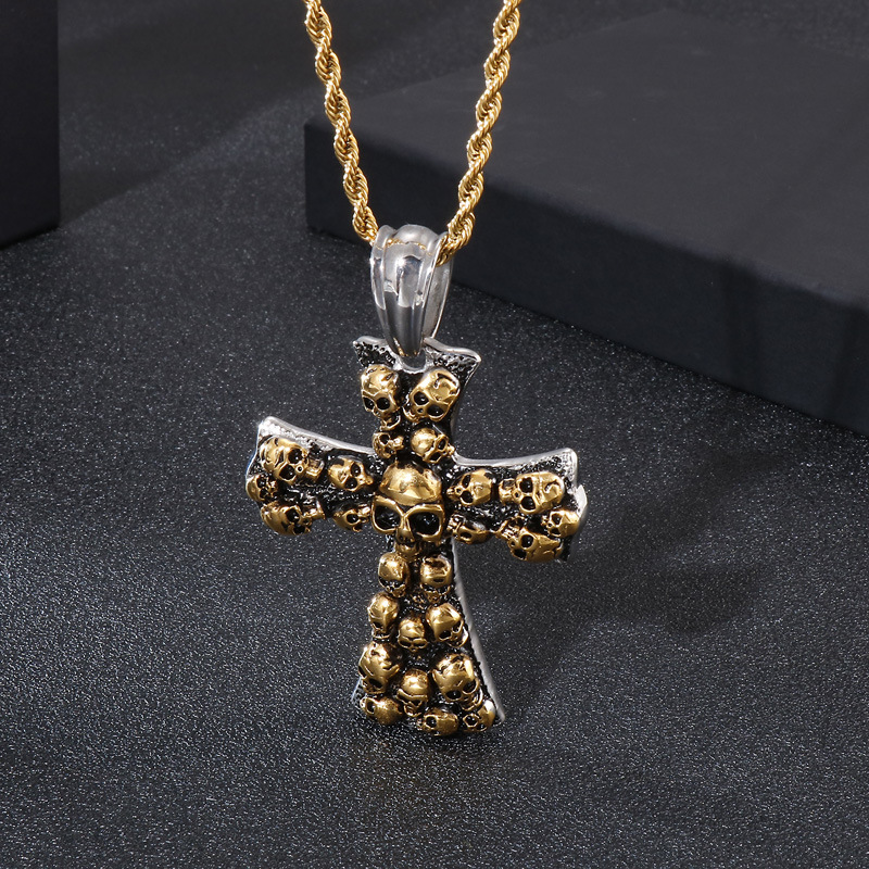 Hip-hop Retro Cross Skull Titanium Steel Plating Charms Jewelry Accessories display picture 4