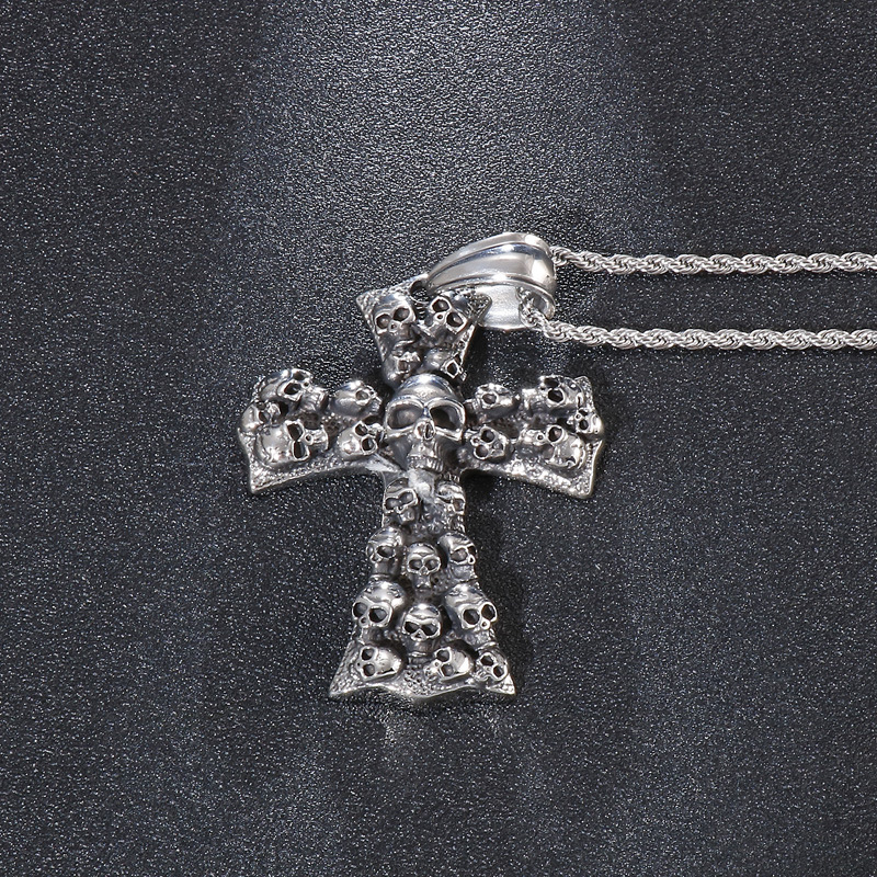 Hip-hop Retro Cross Skull Titanium Steel Plating Charms Jewelry Accessories display picture 6