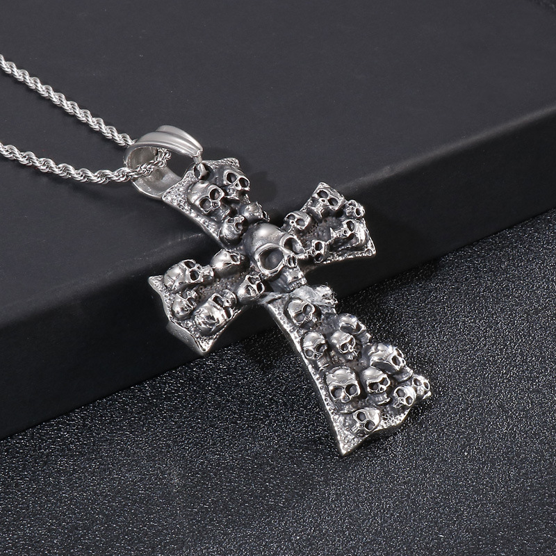 Hip-hop Retro Cross Skull Titanium Steel Plating Charms Jewelry Accessories display picture 7