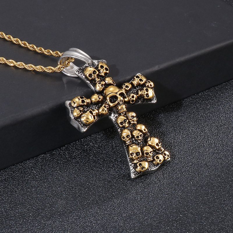 Hip-hop Retro Cross Skull Titanium Steel Plating Charms Jewelry Accessories display picture 8
