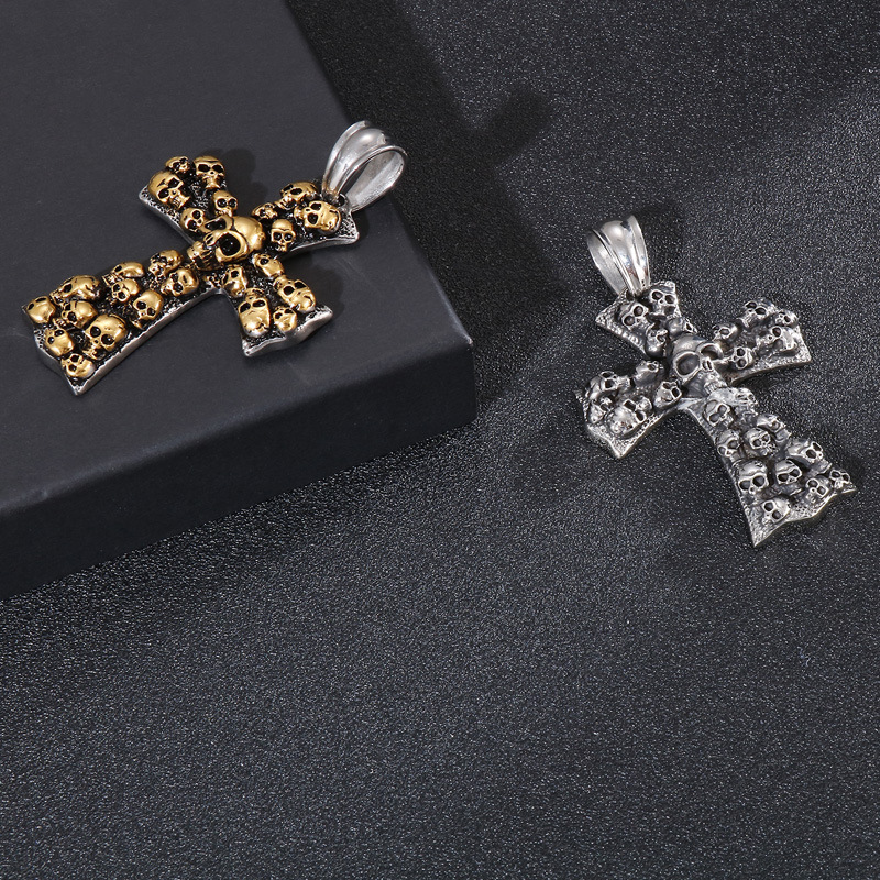 Hip-hop Retro Cross Skull Titanium Steel Plating Charms Jewelry Accessories display picture 9