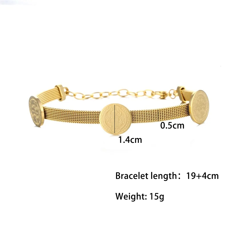 Style Vintage Humain Rond Acier Inoxydable Placage Plaqué Or 18k Bracelets display picture 1