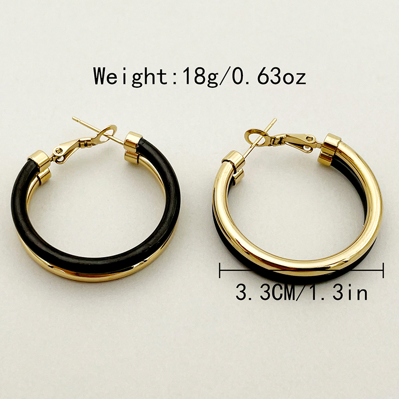 1 Pair Casual Modern Style Round Enamel Plating 304 Stainless Steel 14K Gold Plated Earrings display picture 4