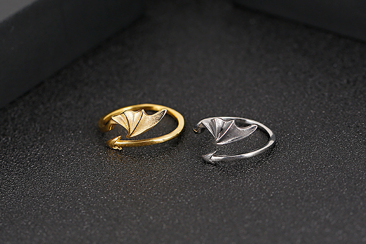 Stainless Steel 18K Gold Plated Simple Style Arrow Wings Open Rings display picture 1