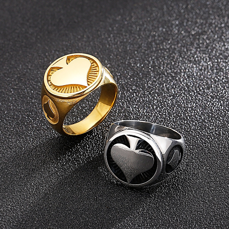 Simple Style Heart Shape Stainless Steel Plating 18K Gold Plated Men's Rings display picture 5