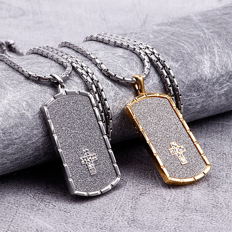 Simple Style Cross Stainless Steel Plating Titanium Steel 18K Gold Plated Men's Pendant Necklace display picture 4
