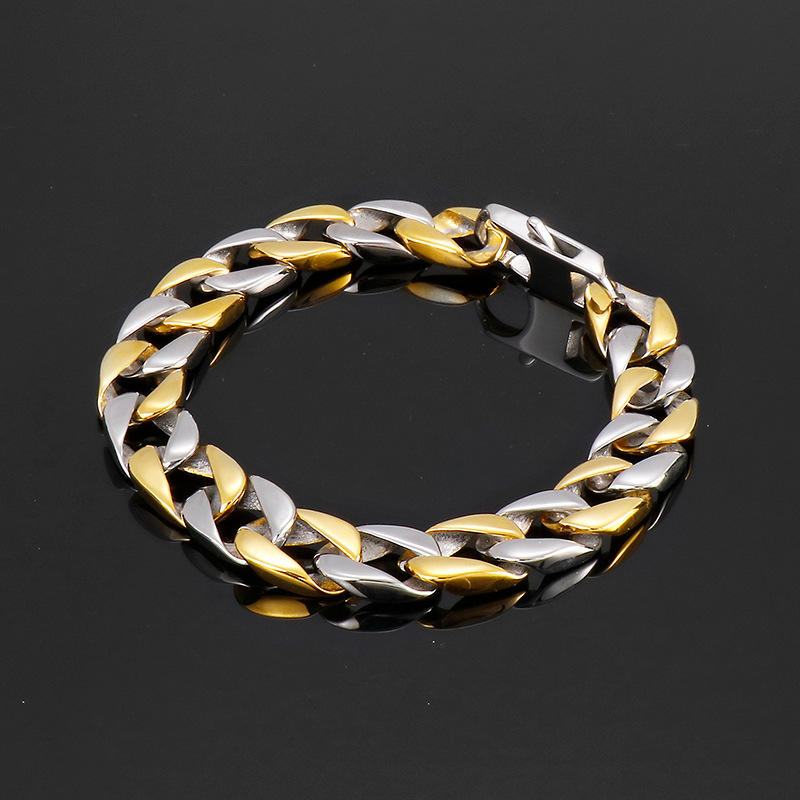 Hip-Hop Geometric Titanium Steel 18K Gold Plated Men's Bracelets display picture 1