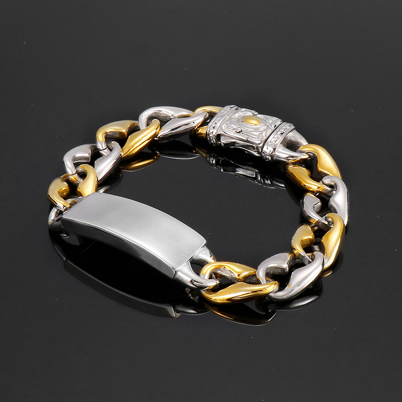 Hip-Hop Geometric Titanium Steel 18K Gold Plated Men's Bracelets display picture 2
