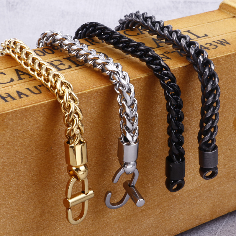 Simple Style Solid Color Titanium Steel Plating Chain 18K Gold Plated Men's Bracelets display picture 8