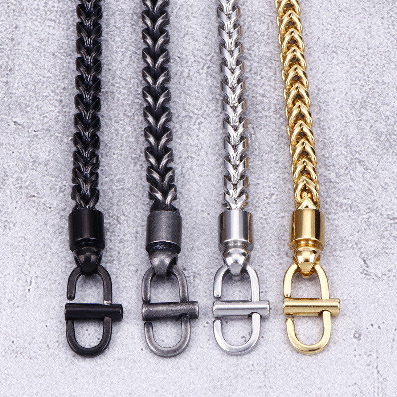 Simple Style Solid Color Titanium Steel Plating Chain 18K Gold Plated Men's Bracelets display picture 9