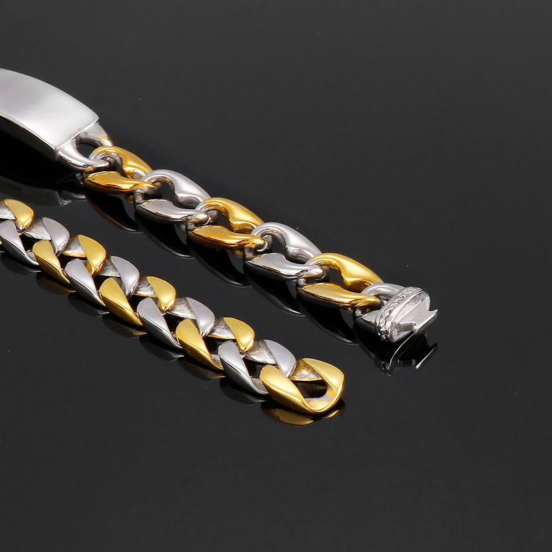 Hip-Hop Geometric Titanium Steel 18K Gold Plated Men's Bracelets display picture 7