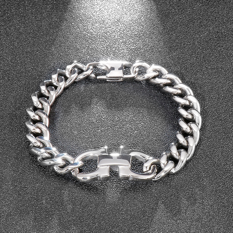 Hip-hop Simple Style Geometric Titanium Steel Men's Bracelets display picture 4