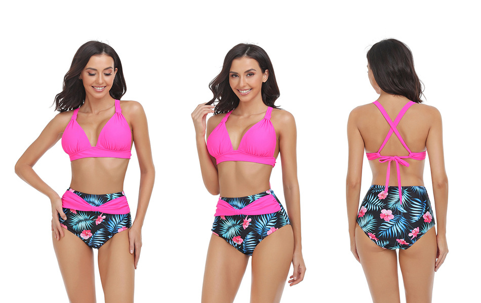 Women's Ditsy Floral Solid Color 2 Pieces Set Bikinis Swimwear display picture 7